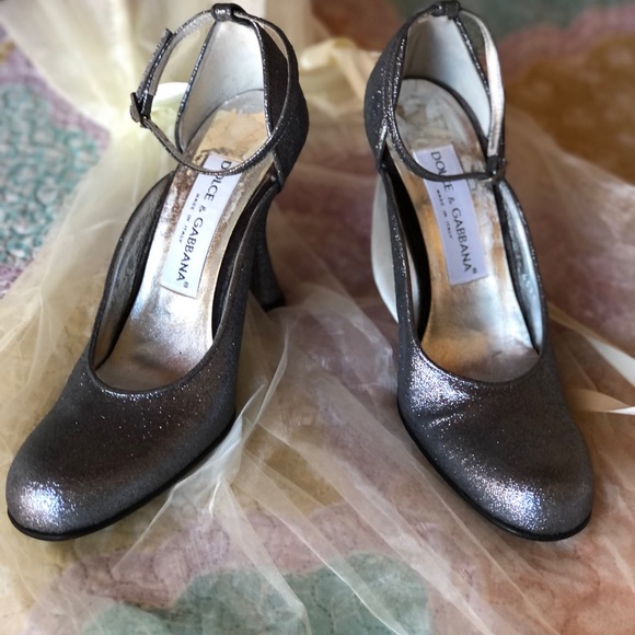 DOLCE & GABBANA Pewter Silver Glitter Heels! Magnificent! NWOT/ Made in Italy. - Picture 2 of 16